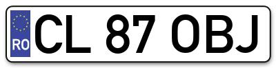 Placuta inmatriculare numar auto  CL-87-OBJ, CL 87 OBJ, CL87OBJ