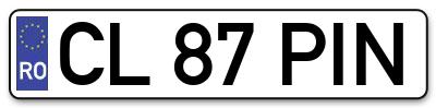 Placuta inmatriculare numar auto  CL-87-PIN, CL 87 PIN, CL87PIN