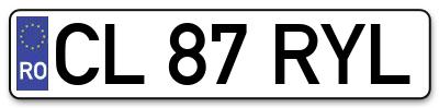 Placuta inmatriculare numar auto  CL-87-RYL, CL 87 RYL, CL87RYL