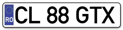 Placuta inmatriculare numar auto  CL-88-GTX, CL 88 GTX, CL88GTX