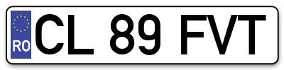 Placuta inmatriculare numar auto  CL-89-FVT, CL 89 FVT, CL89FVT