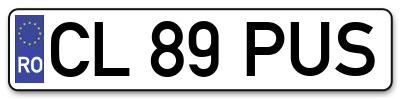 Placuta inmatriculare numar auto  CL-89-PUS, CL 89 PUS, CL89PUS