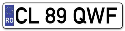 Placuta inmatriculare numar auto  CL-89-QWF, CL 89 QWF, CL89QWF