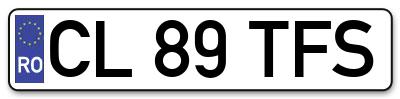 Placuta inmatriculare numar auto  CL-89-TFS, CL 89 TFS, CL89TFS