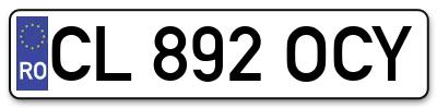 Placuta inmatriculare numar auto  CL-892-OCY, CL 892 OCY, CL892OCY