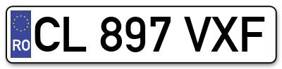 Placuta inmatriculare numar auto  CL-897-VXF, CL 897 VXF, CL897VXF