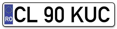 Placuta inmatriculare numar auto  CL-90-KUC, CL 90 KUC, CL90KUC