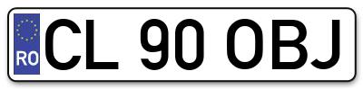 Placuta inmatriculare numar auto  CL-90-OBJ, CL 90 OBJ, CL90OBJ