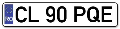 Placuta inmatriculare numar auto  CL-90-PQE, CL 90 PQE, CL90PQE