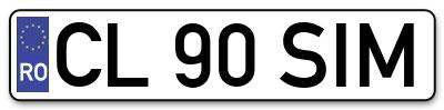 Placuta inmatriculare numar auto  CL-90-SIM, CL 90 SIM, CL90SIM