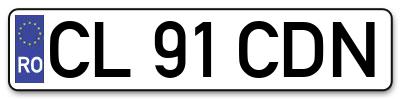 Placuta inmatriculare numar auto  CL-91-CDN, CL 91 CDN, CL91CDN