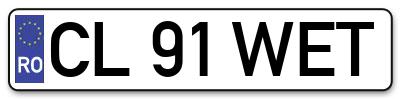 Placuta inmatriculare numar auto  CL-91-WET, CL 91 WET, CL91WET