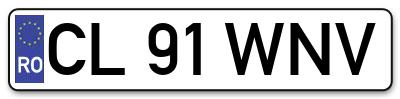 Placuta inmatriculare numar auto  CL-91-WNV, CL 91 WNV, CL91WNV