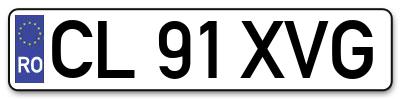 Placuta inmatriculare numar auto  CL-91-XVG, CL 91 XVG, CL91XVG