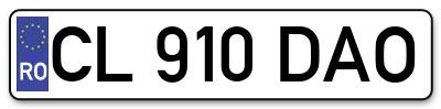 Placuta inmatriculare numar auto  CL-910-DAO, CL 910 DAO, CL910DAO