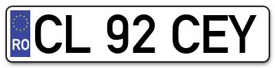 Placuta inmatriculare numar auto  CL-92-CEY, CL 92 CEY, CL92CEY
