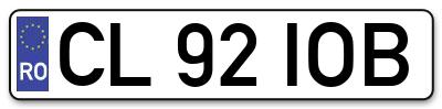 Placuta inmatriculare numar auto  CL-92-IOB, CL 92 IOB, CL92IOB