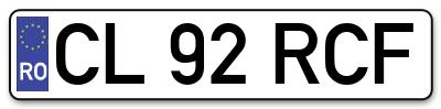 Placuta inmatriculare numar auto  CL-92-RCF, CL 92 RCF, CL92RCF