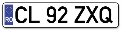 Placuta inmatriculare numar auto  CL-92-ZXQ, CL 92 ZXQ, CL92ZXQ