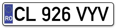Placuta inmatriculare numar auto  CL-926-VYV, CL 926 VYV, CL926VYV