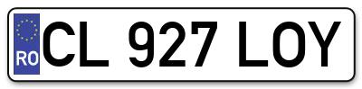 Placuta inmatriculare numar auto  CL-927-LOY, CL 927 LOY, CL927LOY
