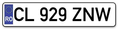 Placuta inmatriculare numar auto  CL-929-ZNW, CL 929 ZNW, CL929ZNW