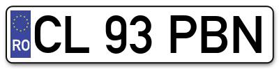 Placuta inmatriculare numar auto  CL-93-PBN, CL 93 PBN, CL93PBN