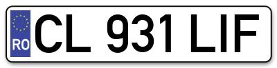 Placuta inmatriculare numar auto  CL-931-LIF, CL 931 LIF, CL931LIF