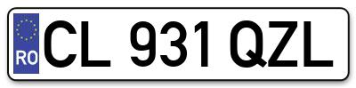 Placuta inmatriculare numar auto  CL-931-QZL, CL 931 QZL, CL931QZL