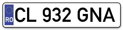 Placuta inmatriculare numar auto  CL-932-GNA, CL 932 GNA, CL932GNA