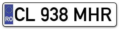 Placuta inmatriculare numar auto  CL-938-MHR, CL 938 MHR, CL938MHR