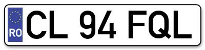 Placuta inmatriculare numar auto  CL-94-FQL, CL 94 FQL, CL94FQL