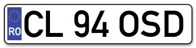Placuta inmatriculare numar auto  CL-94-OSD, CL 94 OSD, CL94OSD