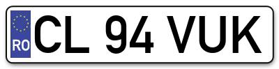 Placuta inmatriculare numar auto  CL-94-VUK, CL 94 VUK, CL94VUK