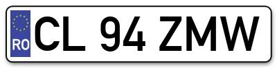 Placuta inmatriculare numar auto  CL-94-ZMW, CL 94 ZMW, CL94ZMW