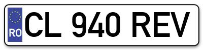 Placuta inmatriculare numar auto  CL-940-REV, CL 940 REV, CL940REV