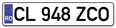 Placuta inmatriculare numar auto  CL-948-ZCO, CL 948 ZCO, CL948ZCO