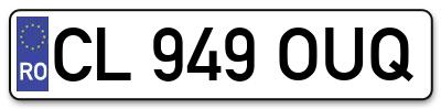 Placuta inmatriculare numar auto  CL-949-OUQ, CL 949 OUQ, CL949OUQ