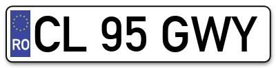 Placuta inmatriculare numar auto  CL-95-GWY, CL 95 GWY, CL95GWY