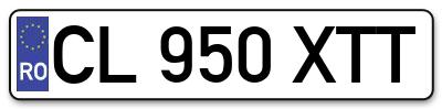 Placuta inmatriculare numar auto  CL-950-XTT, CL 950 XTT, CL950XTT