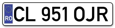 Placuta inmatriculare numar auto  CL-951-OJR, CL 951 OJR, CL951OJR