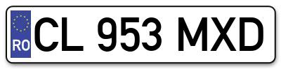 Placuta inmatriculare numar auto  CL-953-MXD, CL 953 MXD, CL953MXD