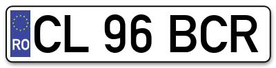 Placuta inmatriculare numar auto  CL-96-BCR, CL 96 BCR, CL96BCR