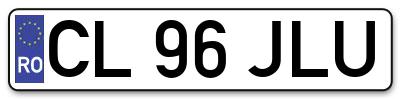 Placuta inmatriculare numar auto  CL-96-JLU, CL 96 JLU, CL96JLU