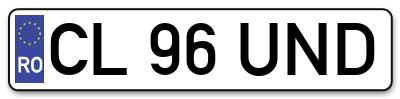 Placuta inmatriculare numar auto  CL-96-UND, CL 96 UND, CL96UND