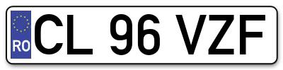 Placuta inmatriculare numar auto  CL-96-VZF, CL 96 VZF, CL96VZF