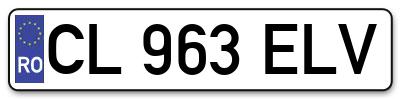 Placuta inmatriculare numar auto  CL-963-ELV, CL 963 ELV, CL963ELV