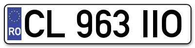Placuta inmatriculare numar auto  CL-963-IIO, CL 963 IIO, CL963IIO