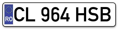 Placuta inmatriculare numar auto  CL-964-HSB, CL 964 HSB, CL964HSB