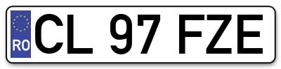 Placuta inmatriculare numar auto  CL-97-FZE, CL 97 FZE, CL97FZE